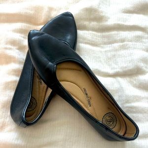 Black Leather Flats